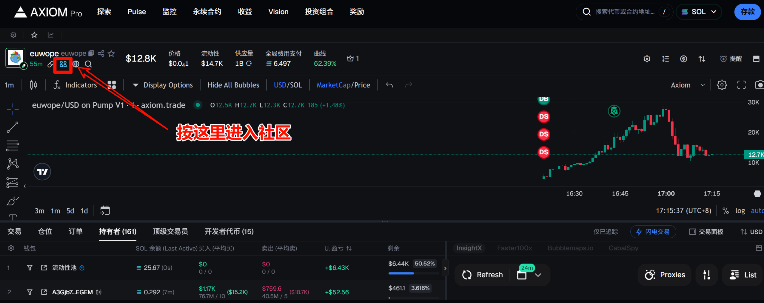 Axiom community button
